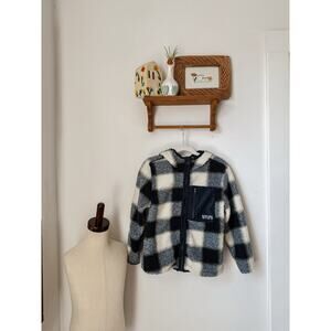 H&M blue & black plaid sherpa jacket - 6X/7